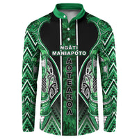 Aotearoa Ngati Maniapoto Button Sweatshirt Maori Tribal Green Paua Shell Pattern