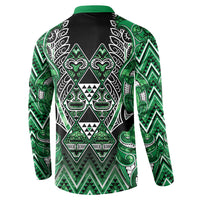 Aotearoa Ngati Maniapoto Button Sweatshirt Maori Tribal Green Paua Shell Pattern
