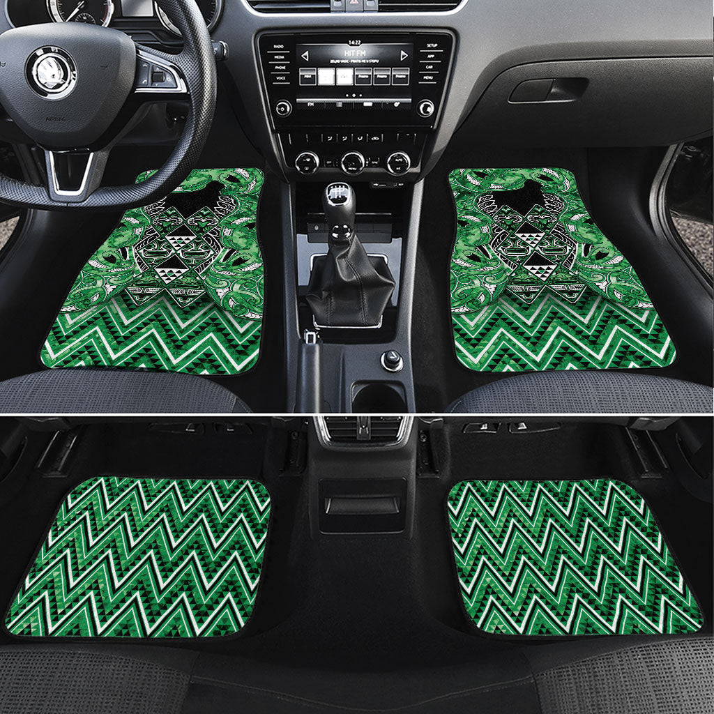 Aotearoa Ngati Maniapoto Car Mats Maori Tribal Green Paua Shell Pattern DT05 Set 4pcs Green - Polynesian Pride
