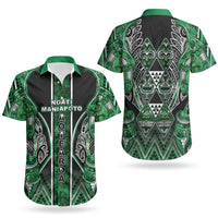 Aotearoa Ngati Maniapoto Couples Matching Short Sleeve Bodycon Dress and Hawaiian Shirt Maori Tribal Green Paua Shell Pattern