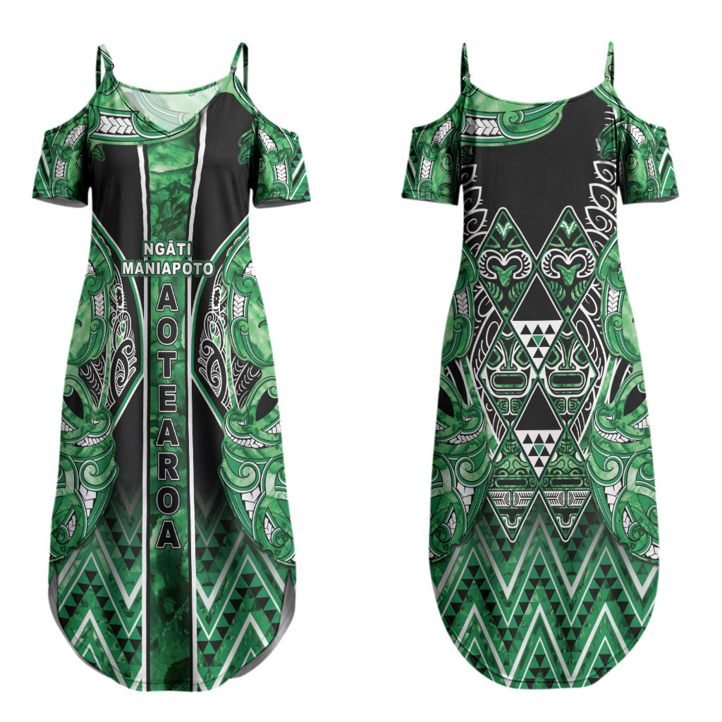Aotearoa Ngati Maniapoto Couples Matching Summer Maxi Dress and Hawaiian Shirt Maori Tribal Green Paua Shell Pattern