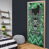 Aotearoa Ngati Maniapoto Door Cover Maori Tribal Green Paua Shell Pattern