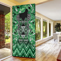 Aotearoa Ngati Maniapoto Door Cover Maori Tribal Green Paua Shell Pattern