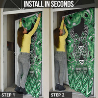 Aotearoa Ngati Maniapoto Door Cover Maori Tribal Green Paua Shell Pattern