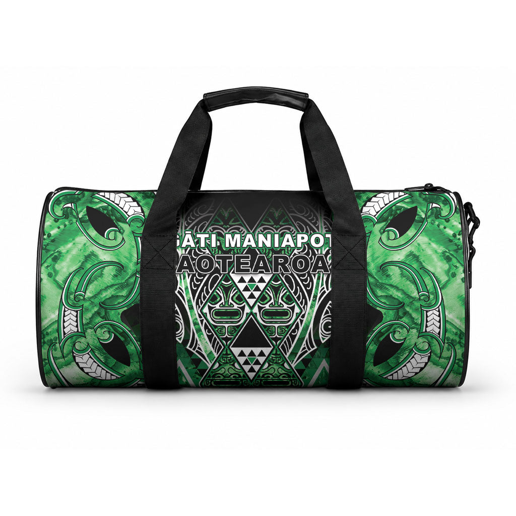 Aotearoa Ngati Maniapoto Duffle Bag Maori Tribal Green Paua Shell Pattern