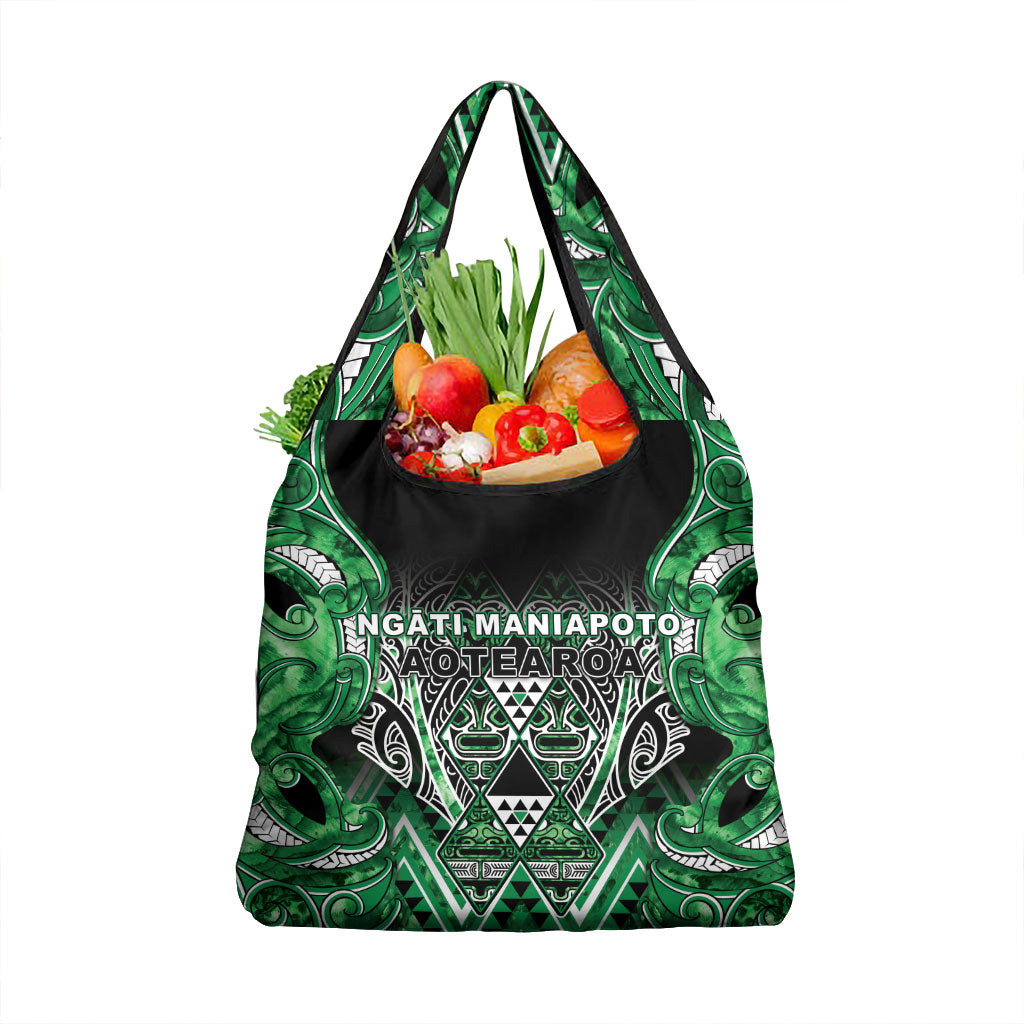 Aotearoa Ngati Maniapoto Grocery Bag Maori Tribal Green Paua Shell Pattern
