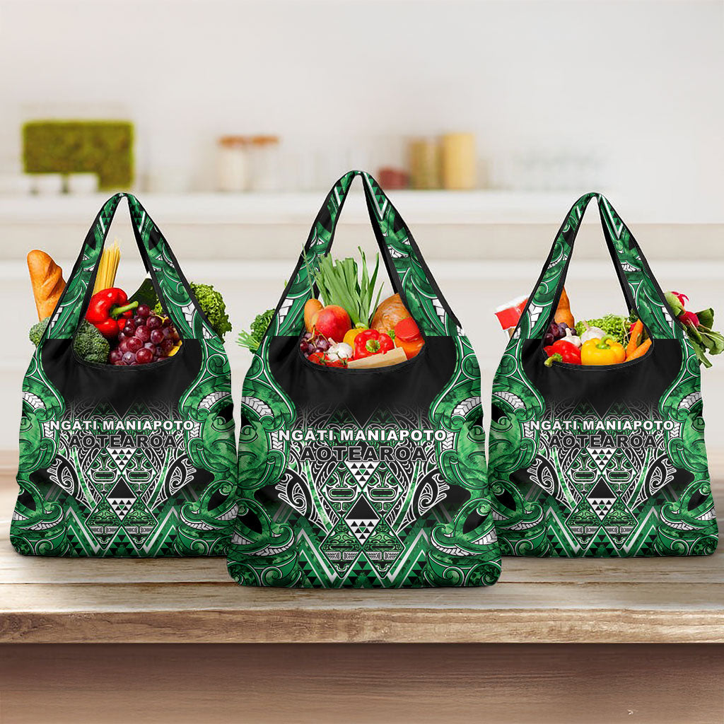 Aotearoa Ngati Maniapoto Grocery Bag Maori Tribal Green Paua Shell Pattern