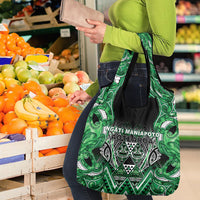 Aotearoa Ngati Maniapoto Grocery Bag Maori Tribal Green Paua Shell Pattern