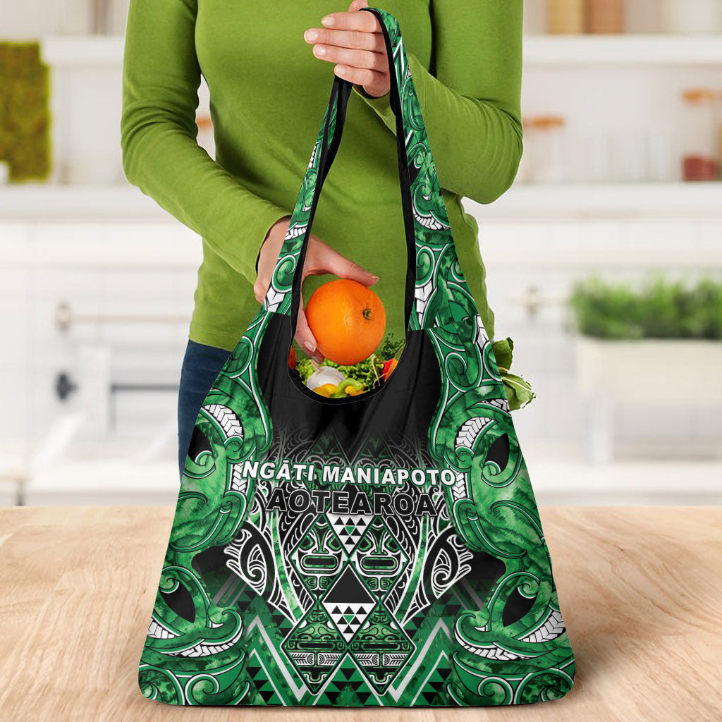Aotearoa Ngati Maniapoto Grocery Bag Maori Tribal Green Paua Shell Pattern