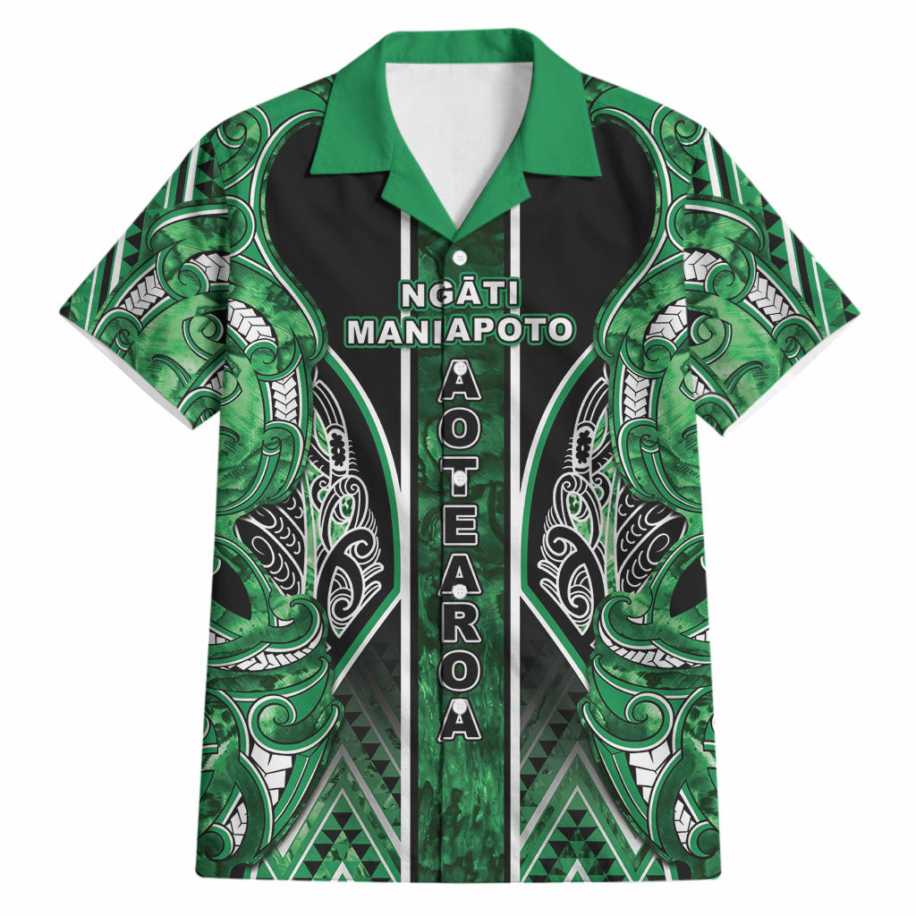 Aotearoa Ngati Maniapoto Hawaiian Shirt Maori Tribal Green Paua Shell Pattern