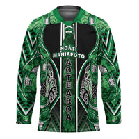 Aotearoa Ngati Maniapoto Hockey Jersey Maori Tribal Green Paua Shell Pattern