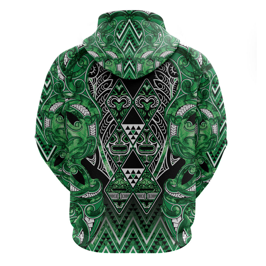 Aotearoa Ngati Maniapoto Hoodie Maori Tribal Green Paua Shell Pattern