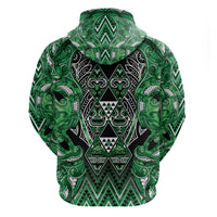 Aotearoa Ngati Maniapoto Hoodie Maori Tribal Green Paua Shell Pattern