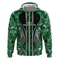 Aotearoa Ngati Maniapoto Hoodie Maori Tribal Green Paua Shell Pattern
