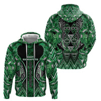 Aotearoa Ngati Maniapoto Hoodie Maori Tribal Green Paua Shell Pattern
