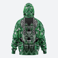 Aotearoa Ngati Maniapoto Hoodie Maori Tribal Green Paua Shell Pattern