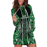 Aotearoa Ngati Maniapoto Hoodie Dress Maori Tribal Green Paua Shell Pattern