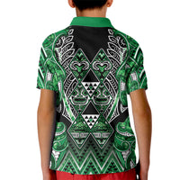 Aotearoa Ngati Maniapoto Kid Polo Shirt Maori Tribal Green Paua Shell Pattern