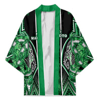 Aotearoa Ngati Maniapoto Kimono Maori Tribal Green Paua Shell Pattern