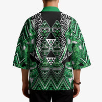 Aotearoa Ngati Maniapoto Kimono Maori Tribal Green Paua Shell Pattern
