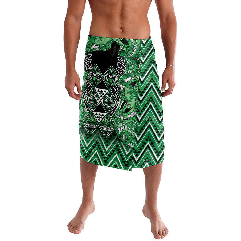 Aotearoa Ngati Maniapoto Lavalava Maori Tribal Green Paua Shell Pattern DT05 Green - Polynesian Pride