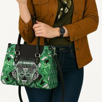 Aotearoa Ngati Maniapoto Leather Bag Maori Tribal Green Paua Shell Pattern
