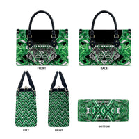 Aotearoa Ngati Maniapoto Leather Bag Maori Tribal Green Paua Shell Pattern