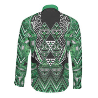 Aotearoa Ngati Maniapoto Long Sleeve Button Shirt Maori Tribal Green Paua Shell Pattern