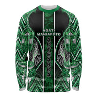Aotearoa Ngati Maniapoto Long Sleeve Shirt Maori Tribal Green Paua Shell Pattern