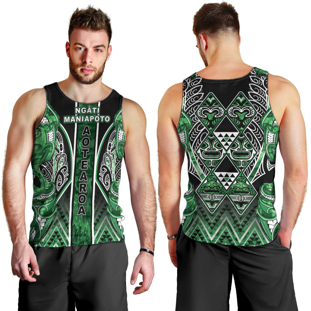 Aotearoa Ngati Maniapoto Men Tank Top Maori Tribal Green Paua Shell Pattern