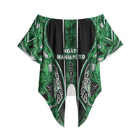 Aotearoa Ngati Maniapoto Off Shoulder Wrap Waist Top Maori Tribal Green Paua Shell Pattern