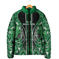 Aotearoa Ngati Maniapoto Padded Jacket Maori Tribal Green Paua Shell Pattern