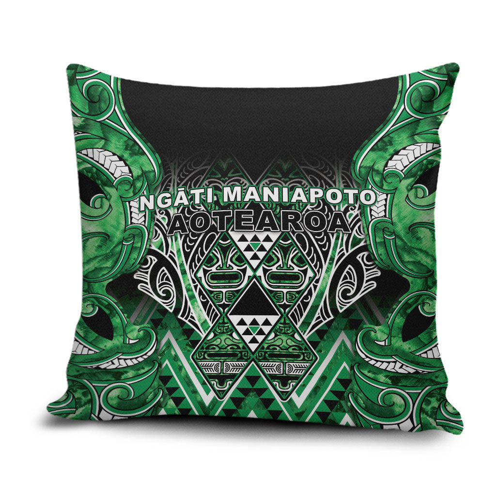 Aotearoa Ngati Maniapoto Pillow Cover Maori Tribal Green Paua Shell Pattern DT05 Green - Polynesian Pride
