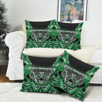 Aotearoa Ngati Maniapoto Pillow Cover Maori Tribal Green Paua Shell Pattern