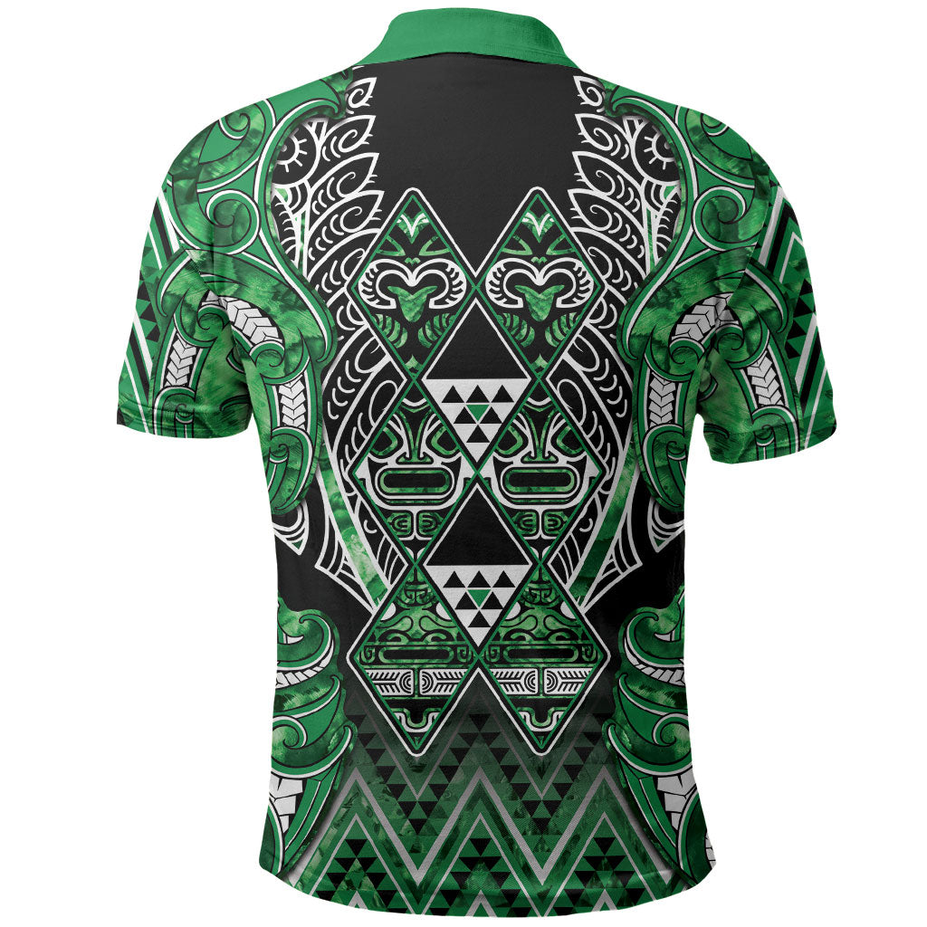 Aotearoa Ngati Maniapoto Polo Shirt Maori Tribal Green Paua Shell Pattern