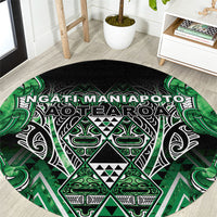 Aotearoa Ngati Maniapoto Round Carpet Maori Tribal Green Paua Shell Pattern