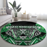 Aotearoa Ngati Maniapoto Round Carpet Maori Tribal Green Paua Shell Pattern