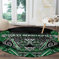 Aotearoa Ngati Maniapoto Round Carpet Maori Tribal Green Paua Shell Pattern