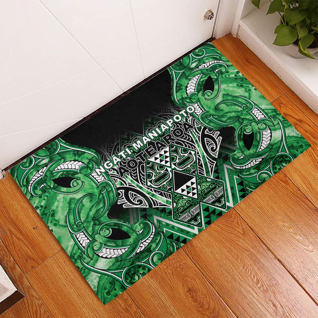 Aotearoa Ngati Maniapoto Rubber Doormat Maori Tribal Green Paua Shell Pattern