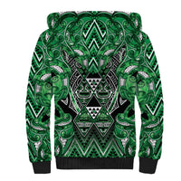 Aotearoa Ngati Maniapoto Sherpa Hoodie Maori Tribal Green Paua Shell Pattern