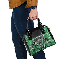 Aotearoa Ngati Maniapoto Shoulder Handbag Maori Tribal Green Paua Shell Pattern
