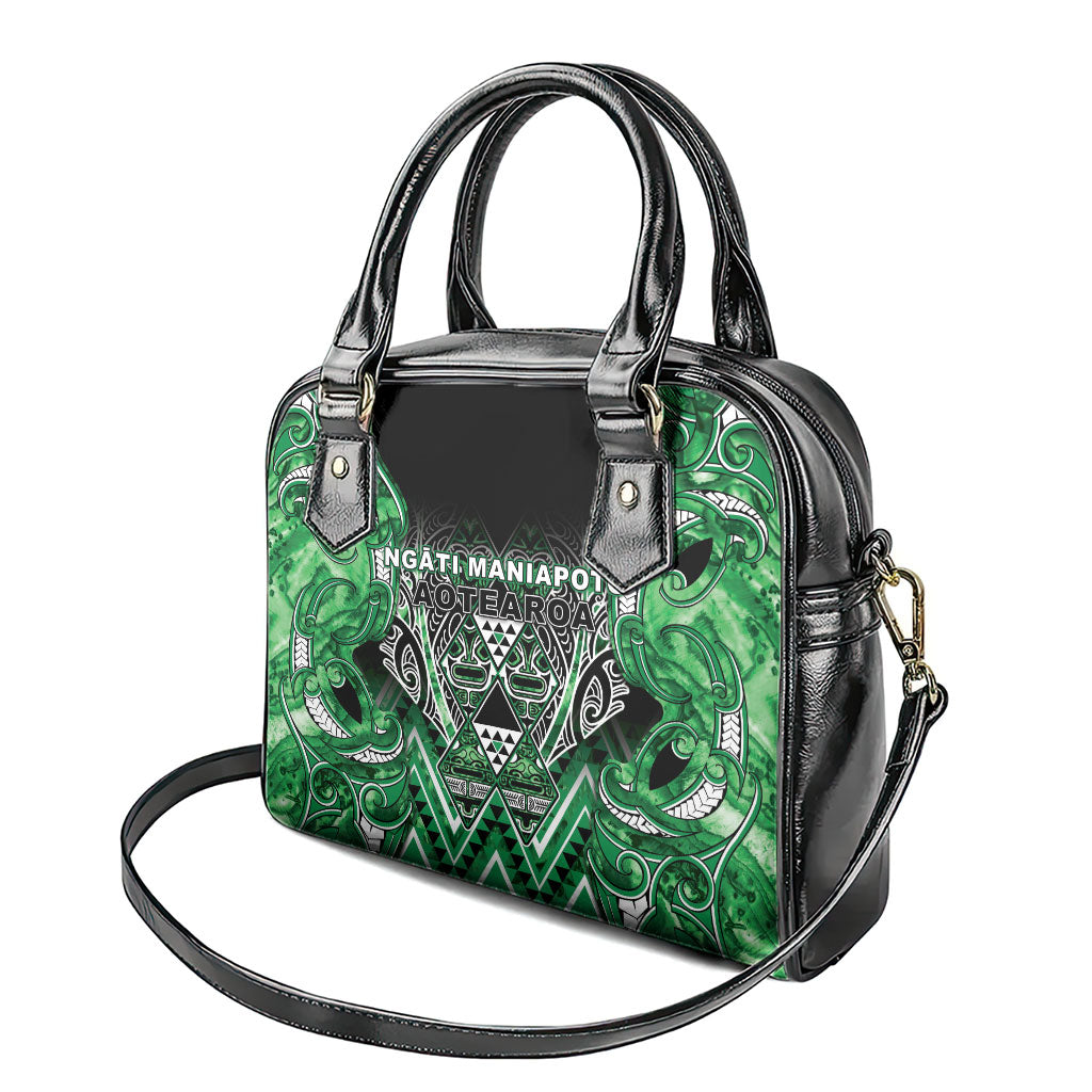 Aotearoa Ngati Maniapoto Shoulder Handbag Maori Tribal Green Paua Shell Pattern