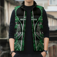Aotearoa Ngati Maniapoto Sleeveless Puffer Jacket Maori Tribal Green Paua Shell Pattern