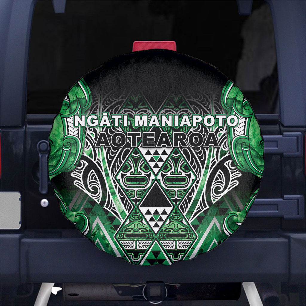 Aotearoa Ngati Maniapoto Spare Tire Cover Maori Tribal Green Paua Shell Pattern
