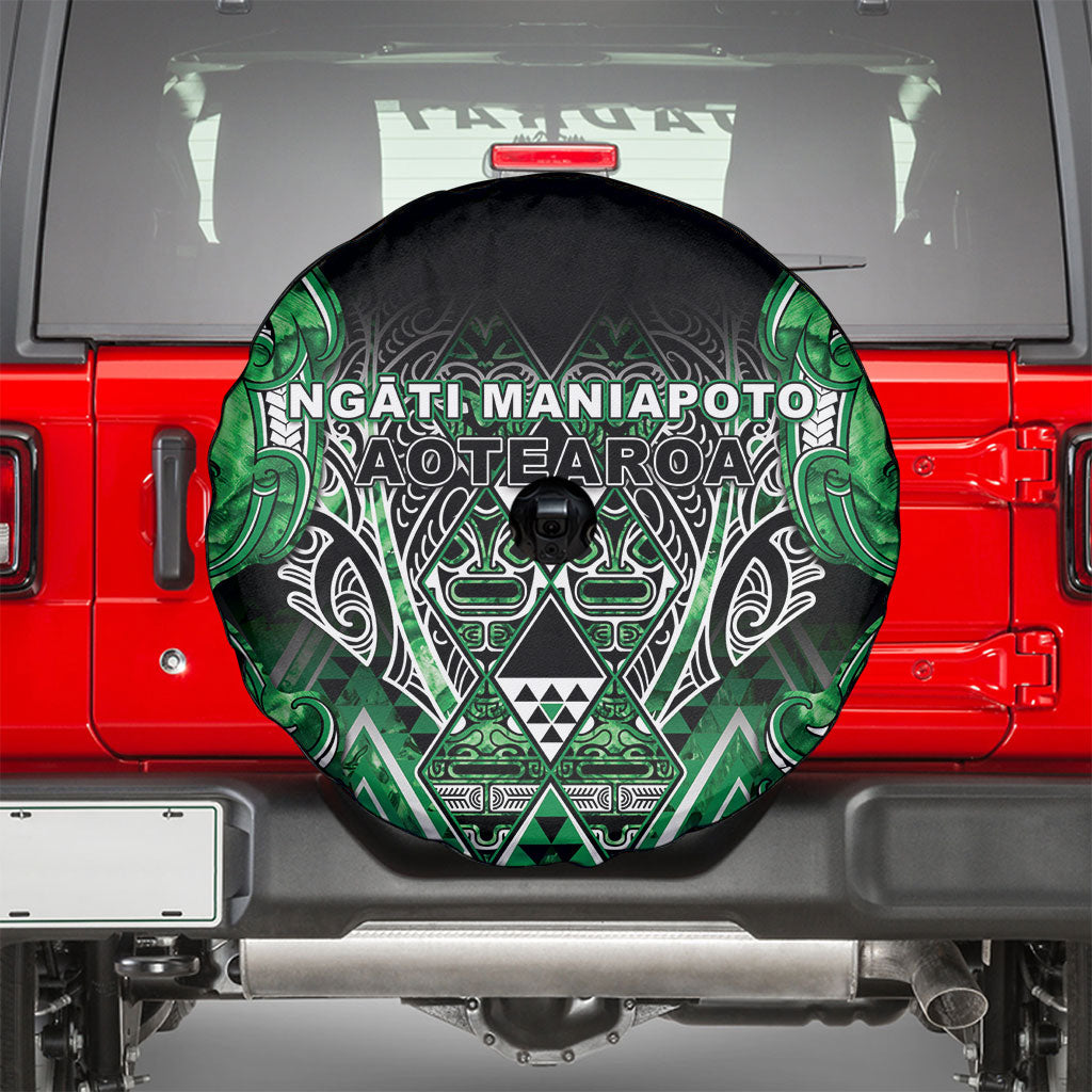Aotearoa Ngati Maniapoto Spare Tire Cover Maori Tribal Green Paua Shell Pattern