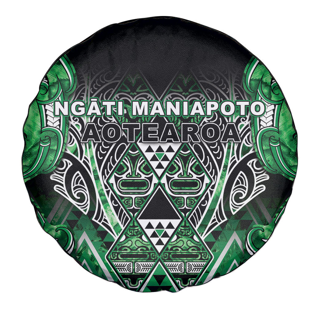 Aotearoa Ngati Maniapoto Spare Tire Cover Maori Tribal Green Paua Shell Pattern