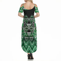 Aotearoa Ngati Maniapoto Summer Maxi Dress Maori Tribal Green Paua Shell Pattern