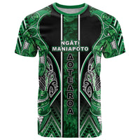Aotearoa Ngati Maniapoto T Shirt Maori Tribal Green Paua Shell Pattern