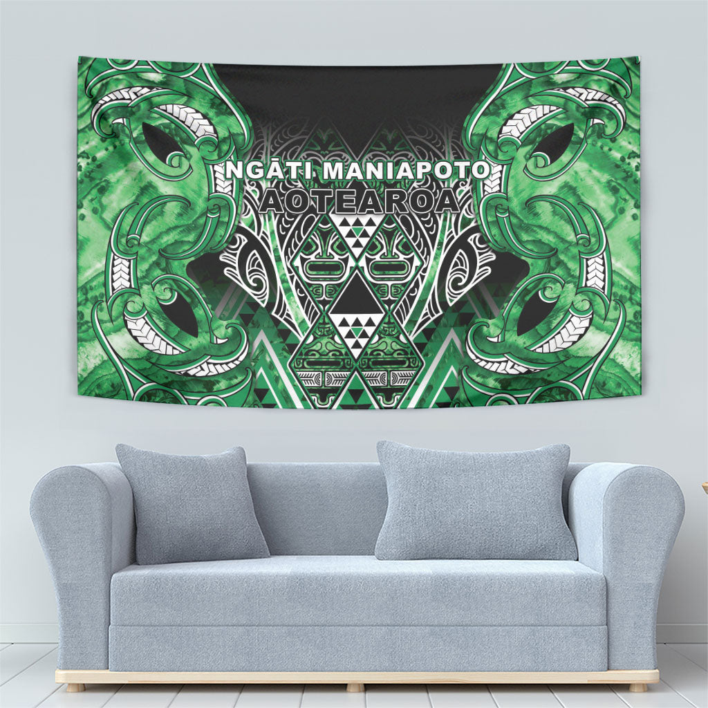 Aotearoa Ngati Maniapoto Tapestry Maori Tribal Green Paua Shell Pattern