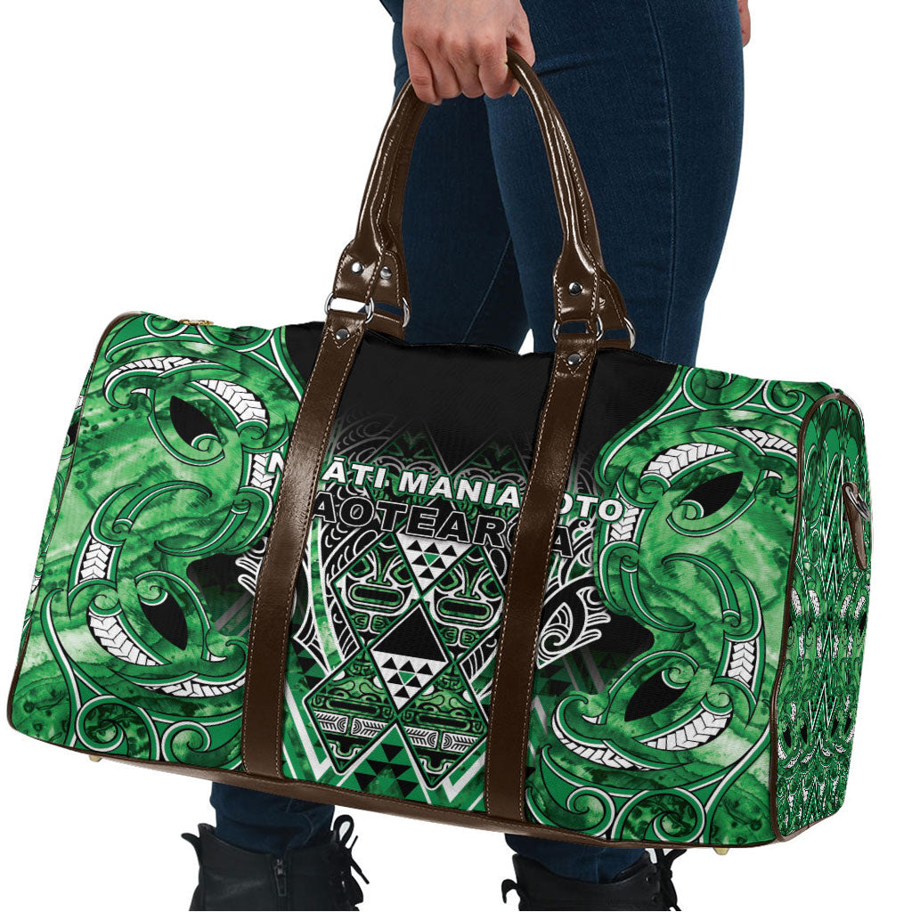 Aotearoa Ngati Maniapoto Travel Bag Maori Tribal Green Paua Shell Pattern